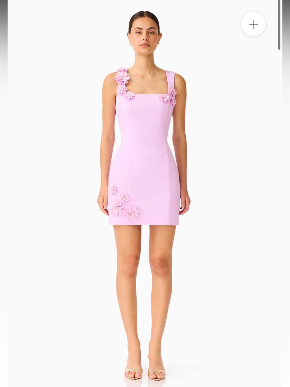 elliatt trompe purple 3d floral embellished square neck mini dress small NEW
